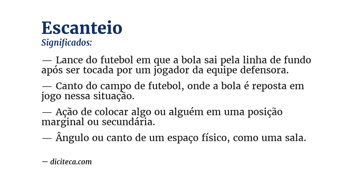 Significado de escanteio