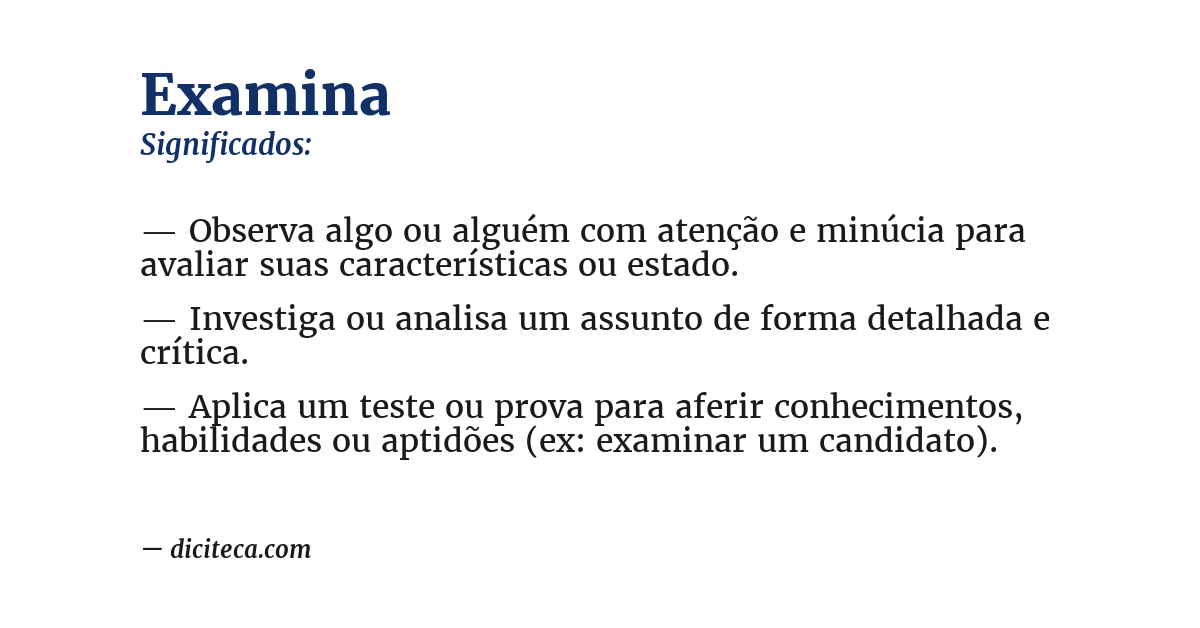 Significado de examina