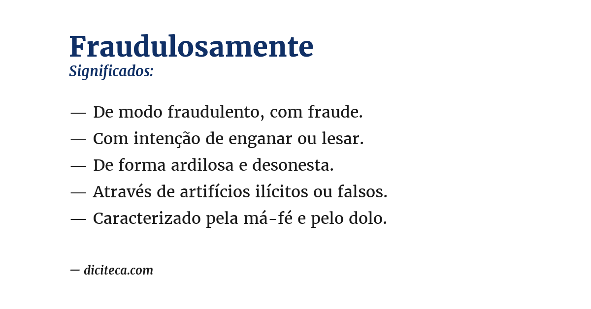 Significado de fraudulosamente