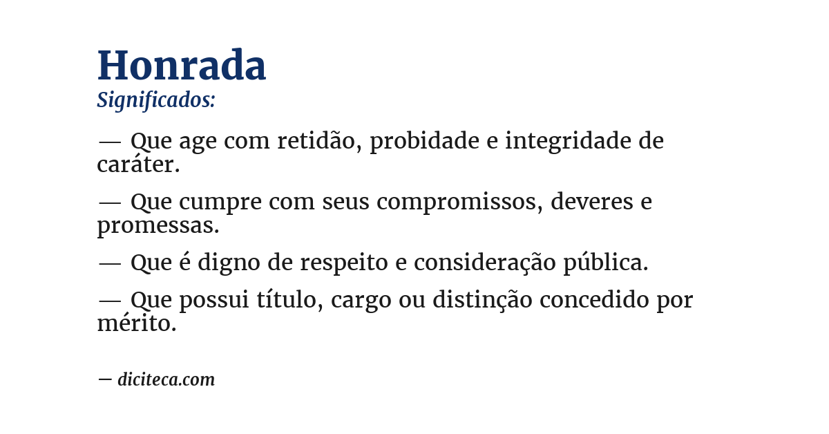Significado de honrada