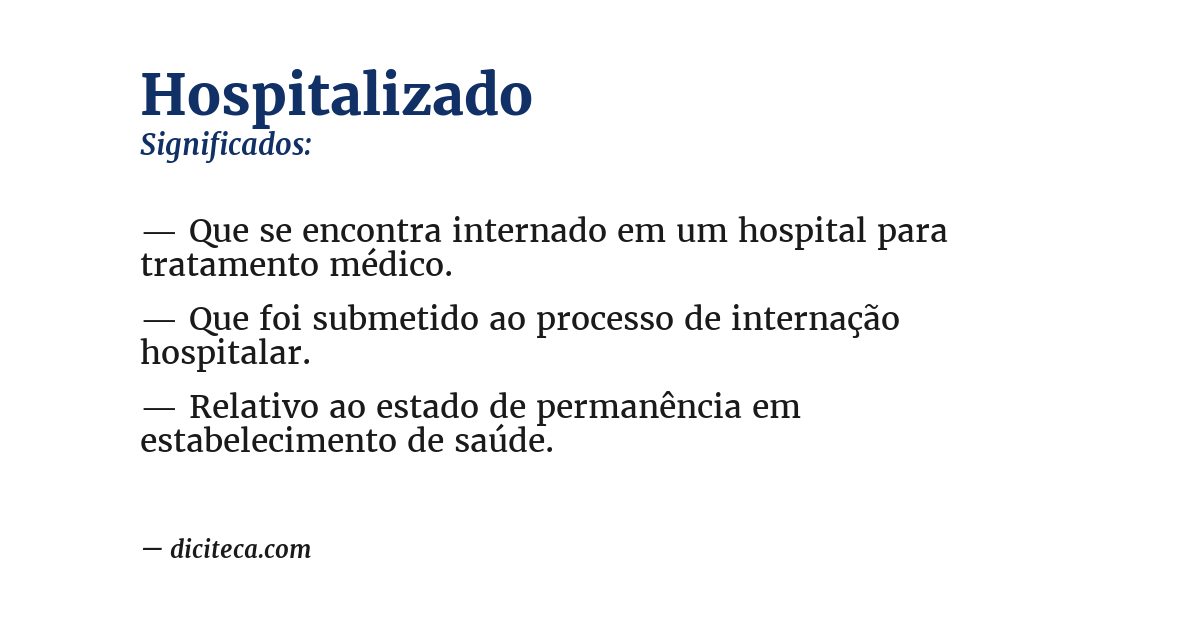 Significado de hospitalizado