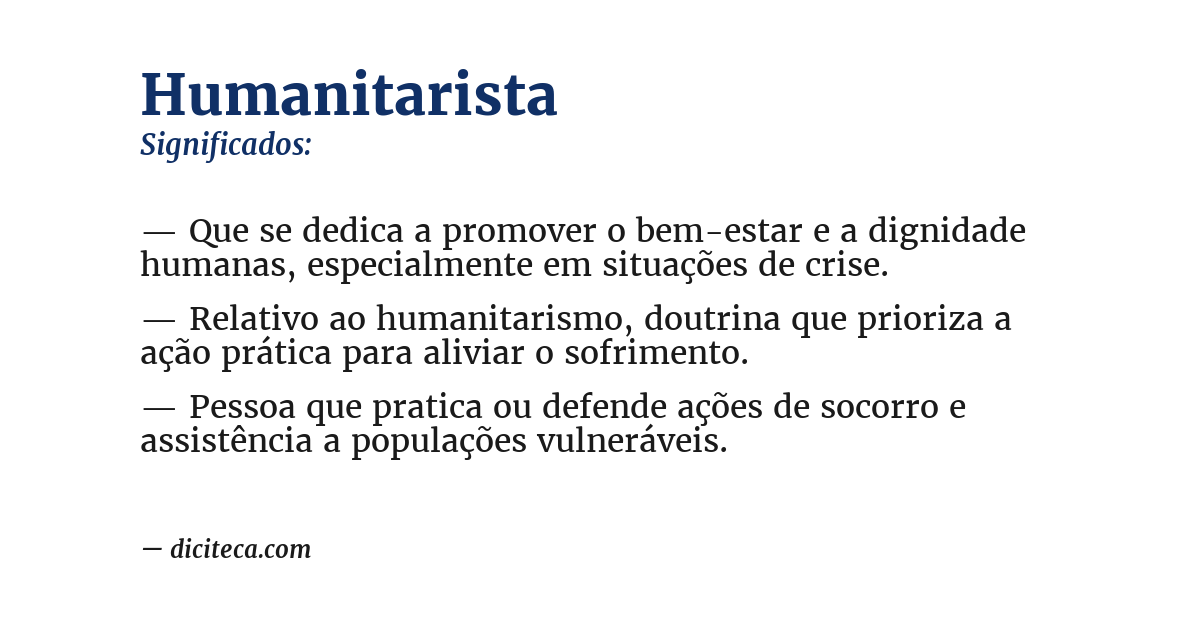 Significado de humanitarista