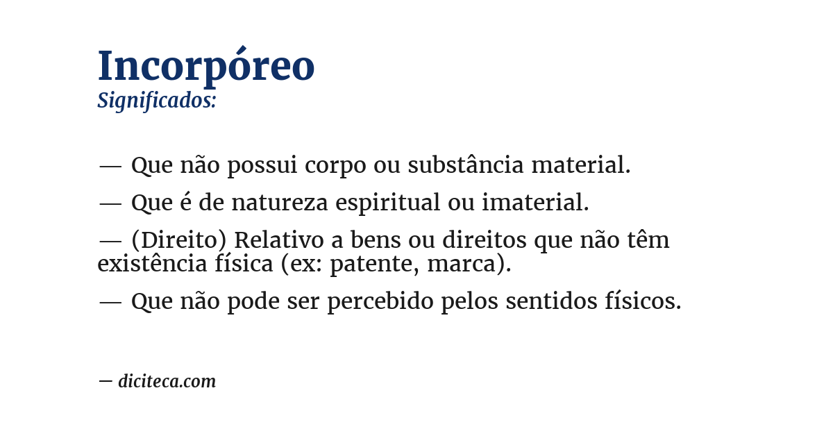 Significado de incorpóreo