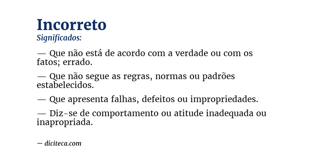 Significado de incorreto