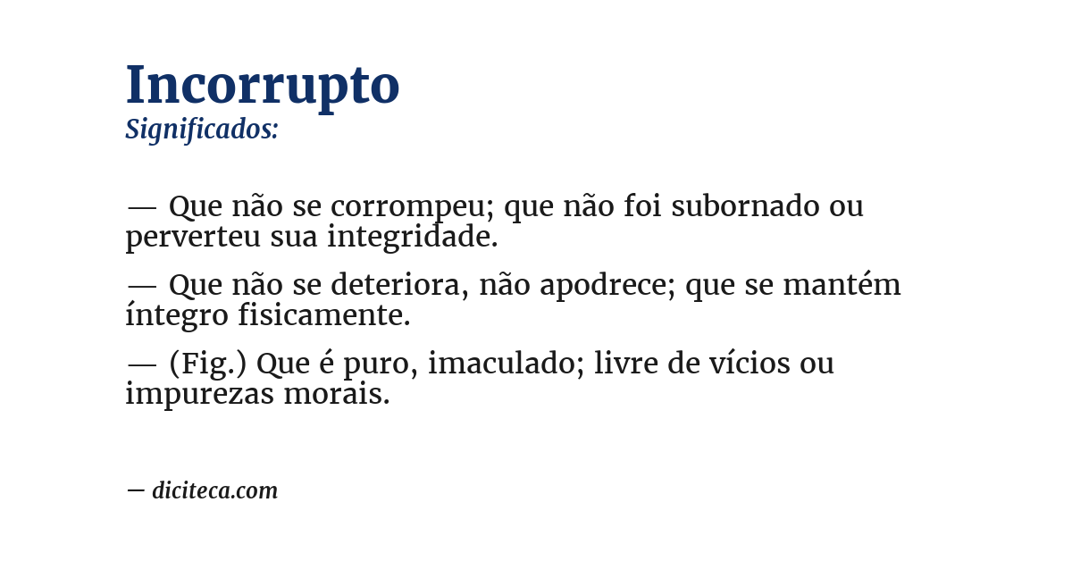 Significado de incorrupto