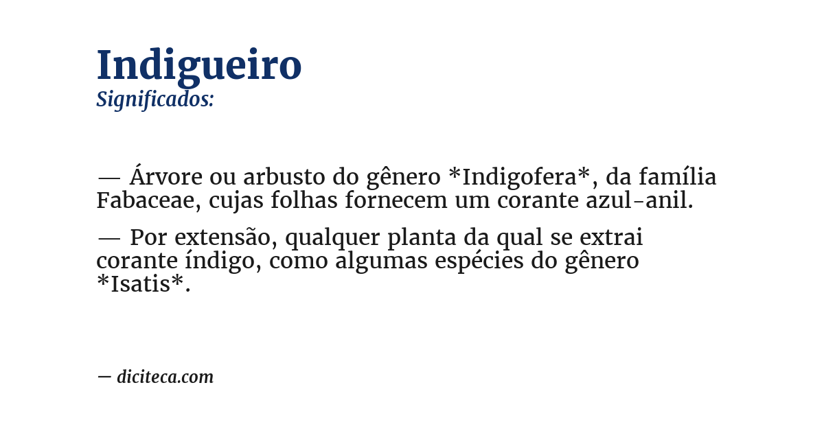 Significado de indigueiro