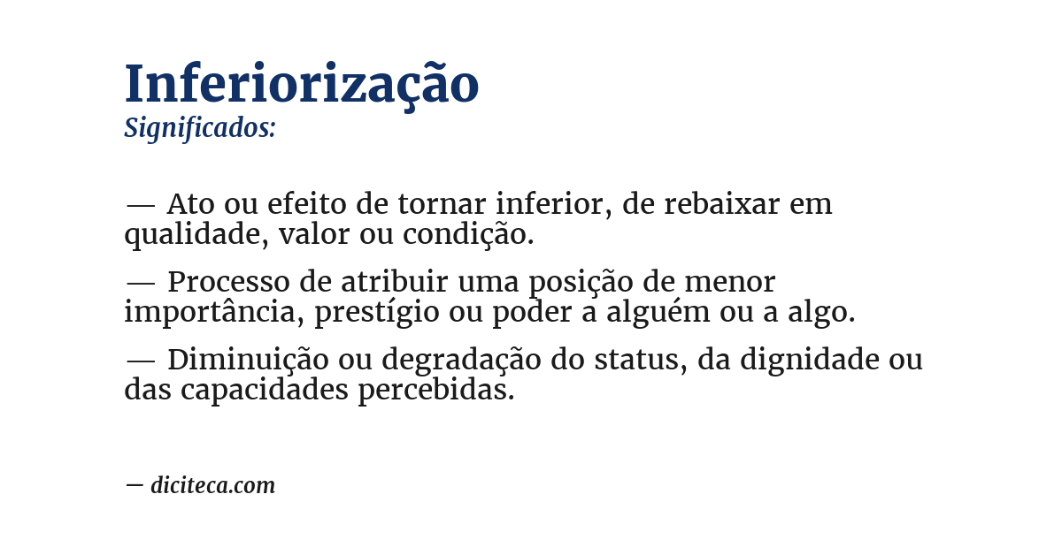 Significado de inferiorização