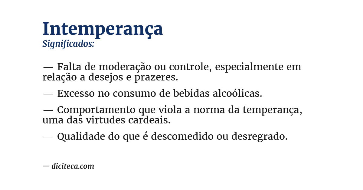 Significado de intemperança