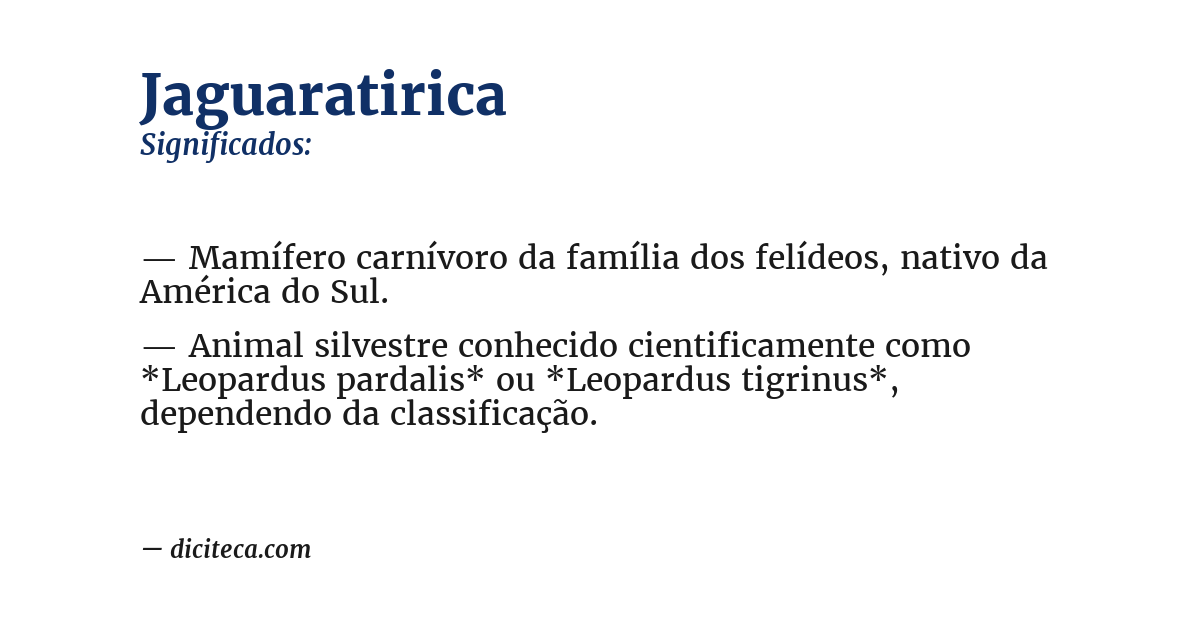 Significado de jaguaratirica