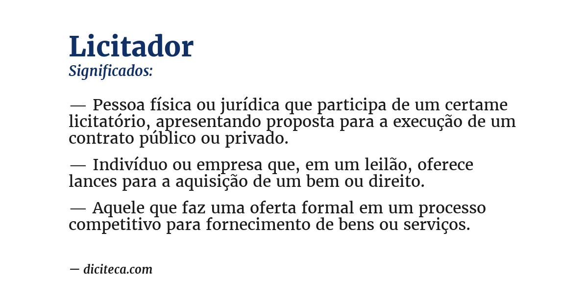 Significado de licitador