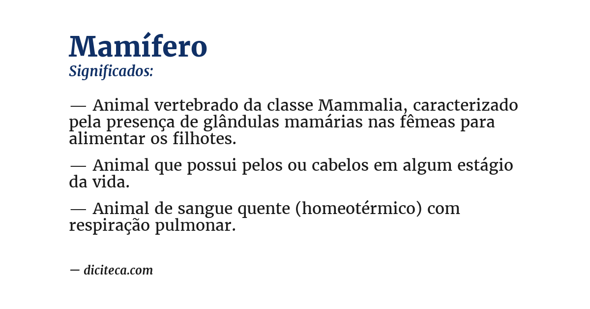 Significado de mamífero