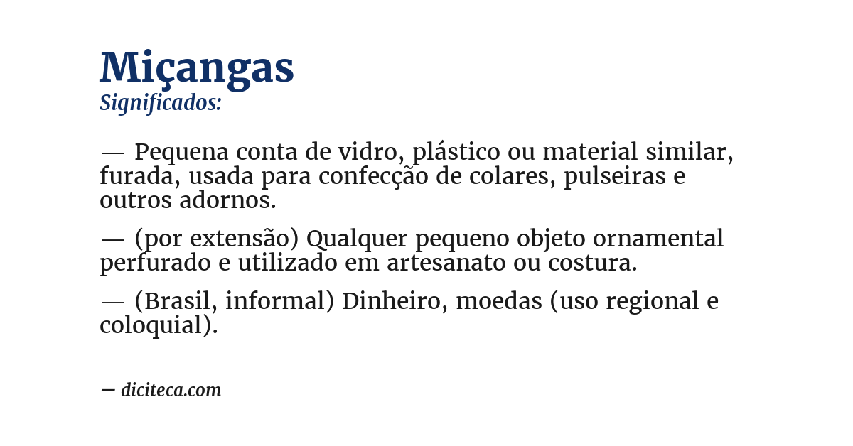 Significado de miçangas