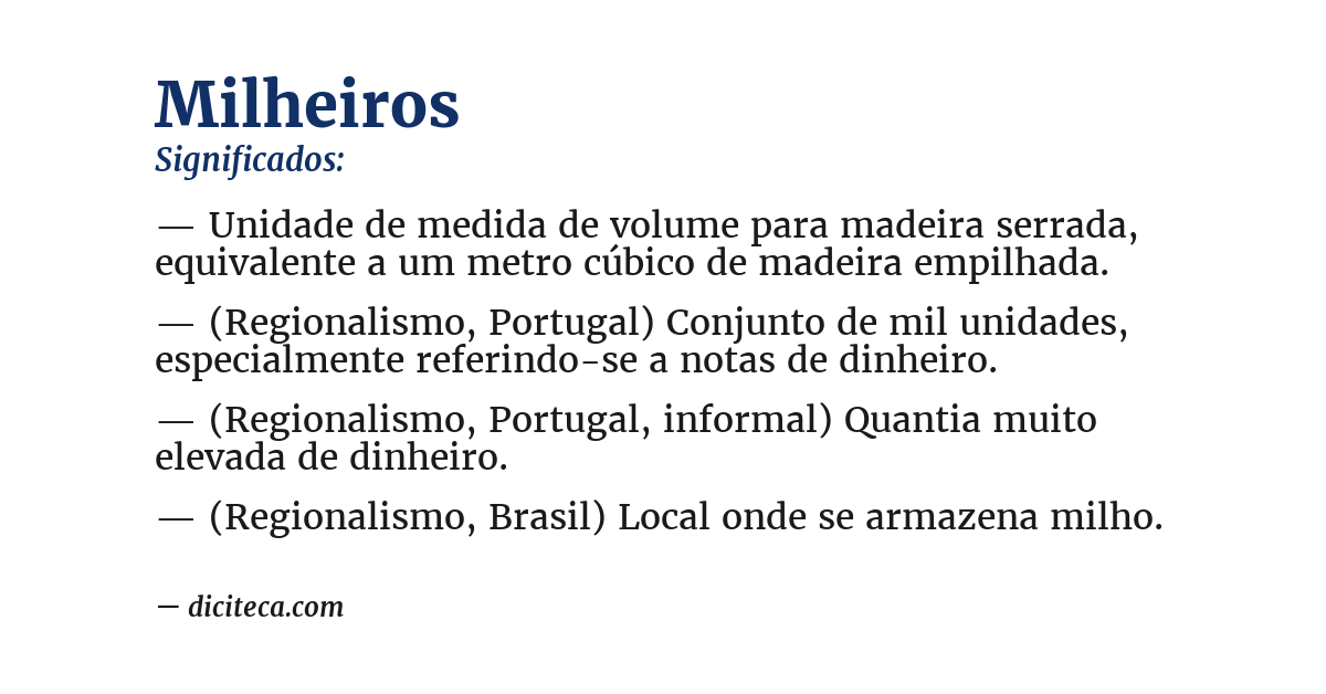 Significado de milheiros