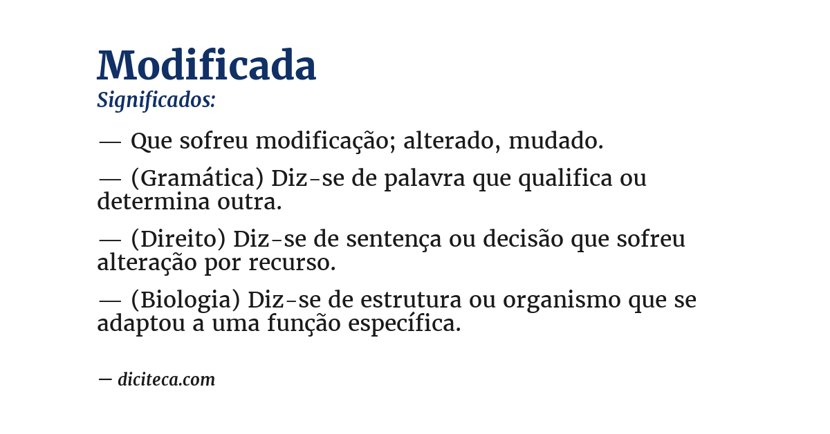 Significado de modificada