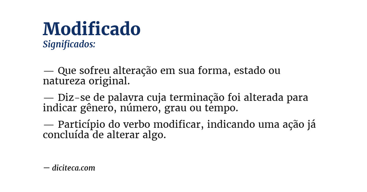 Significado de modificado