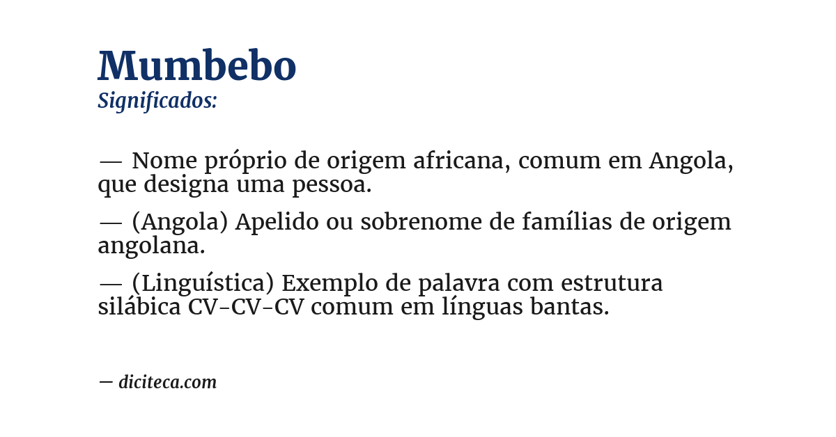 Significado de mumbebo