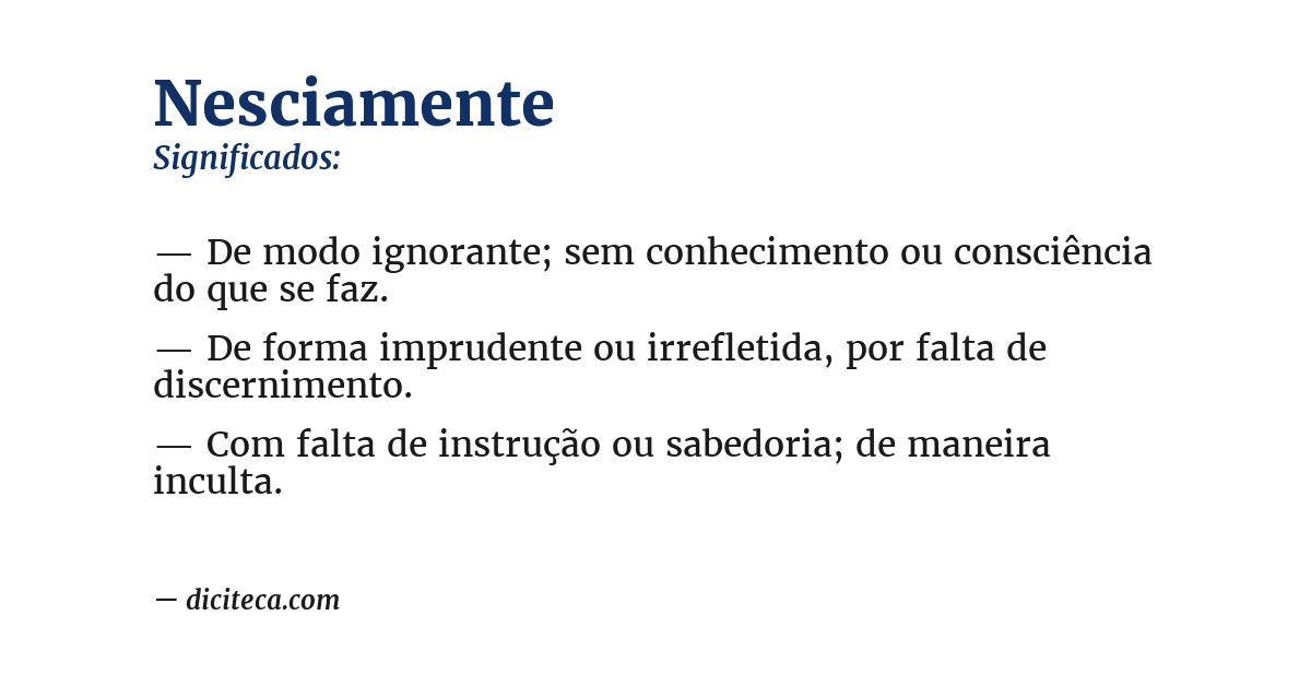 Significado de nesciamente