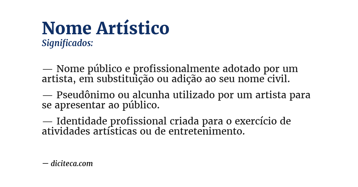 Significado de nome artístico