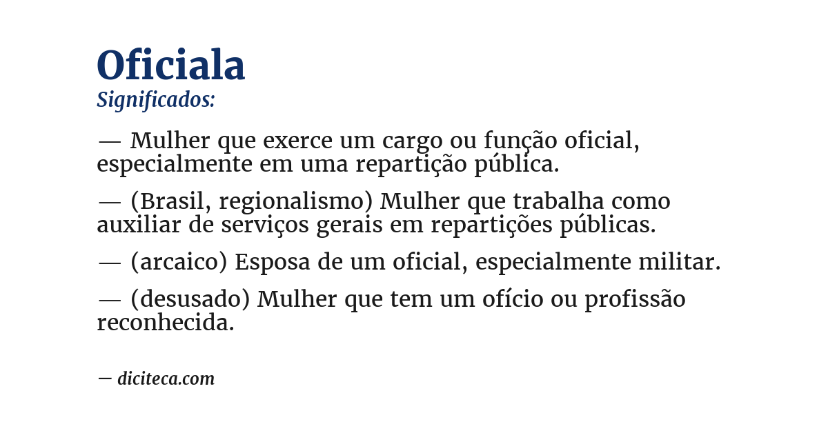 Significado de oficiala