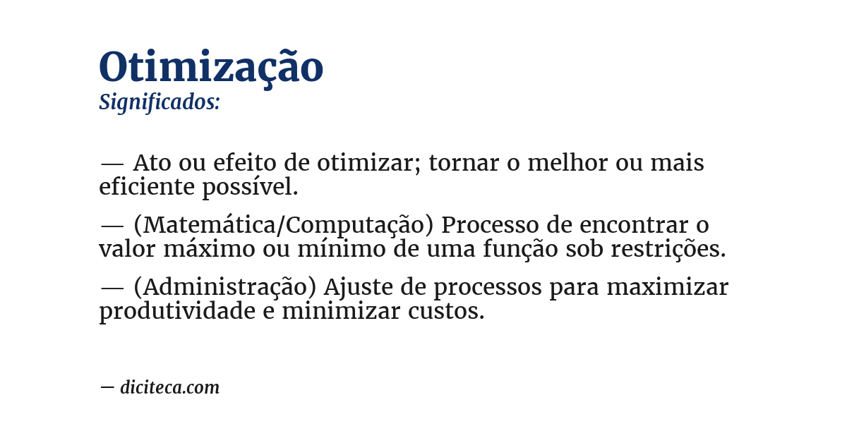 Significado de otimização