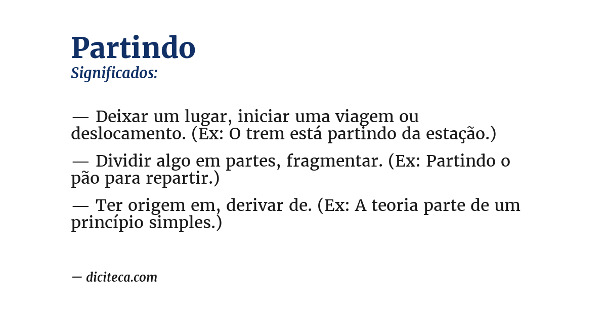 Significado de partindo