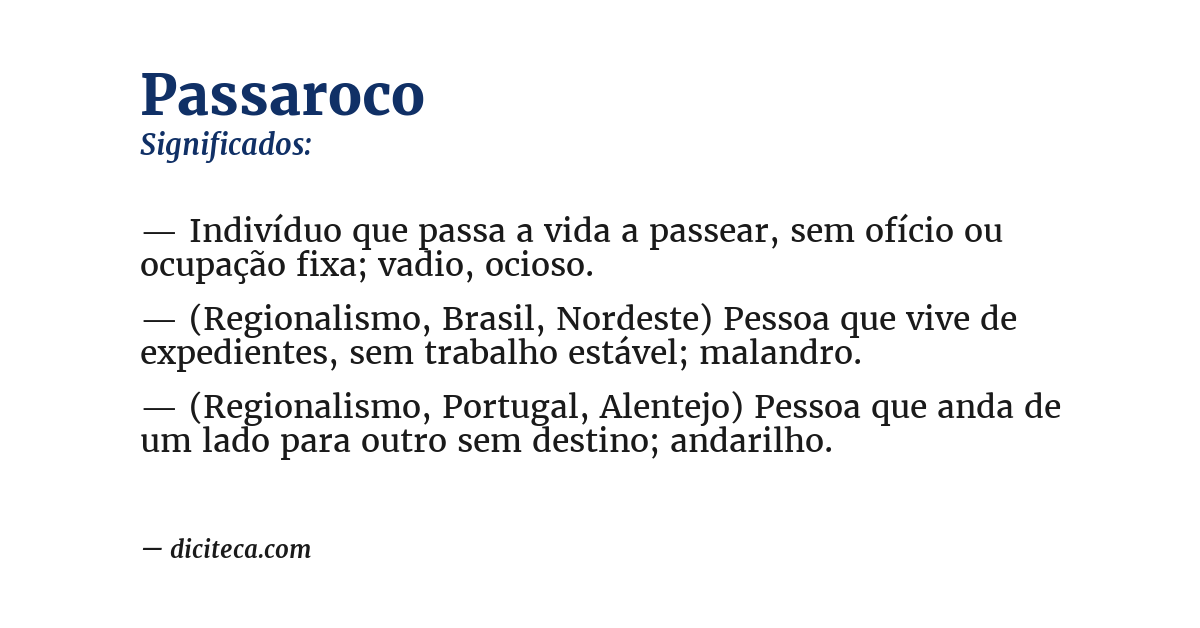 Significado de passaroco