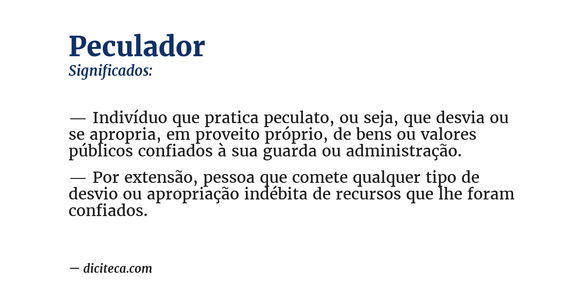 Significado de peculador