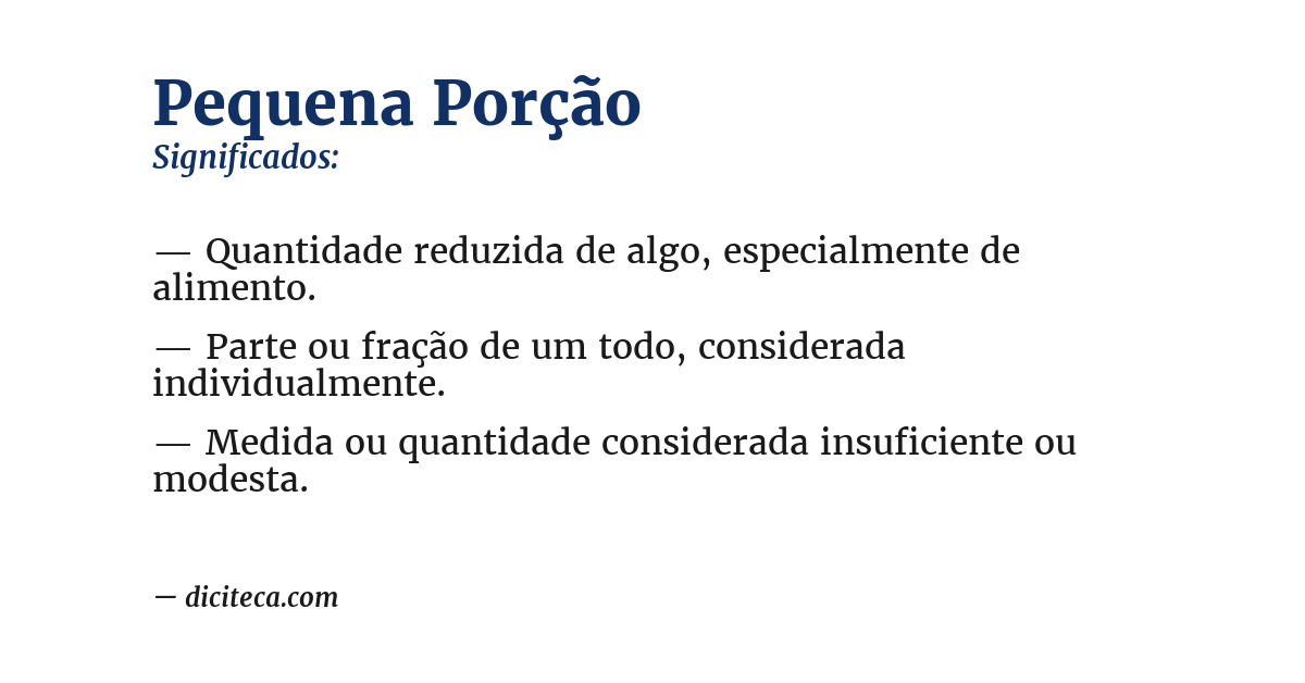 Significado de pequena porção