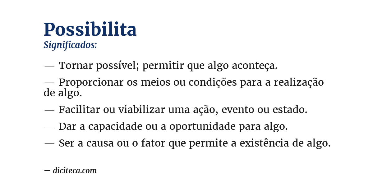 Significado de possibilita