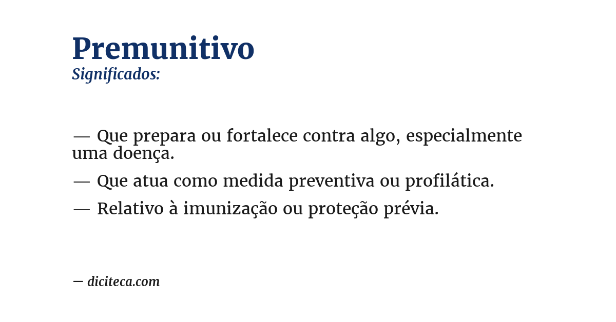 Significado de premunitivo