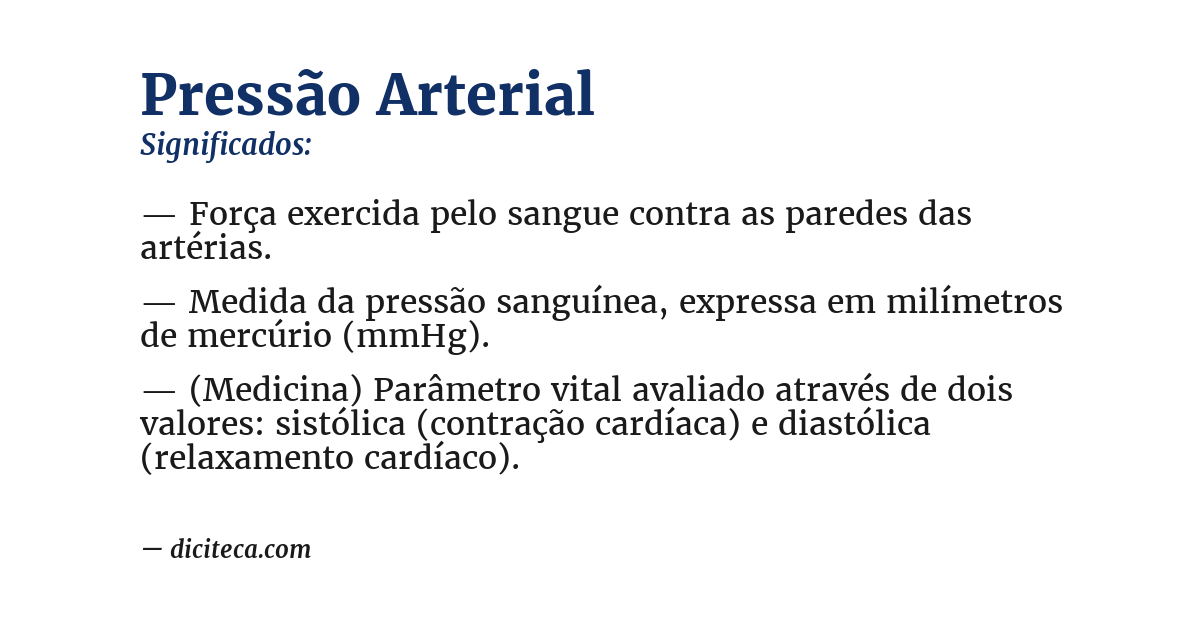 Significado de pressão arterial