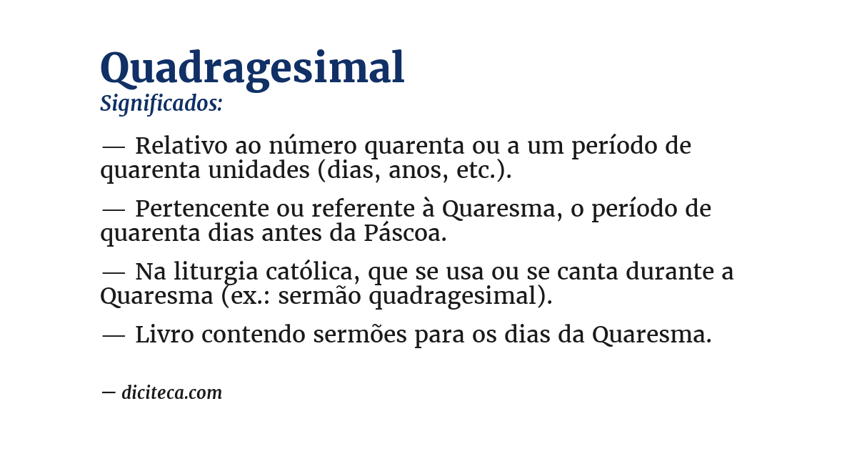 Significado de quadragesimal