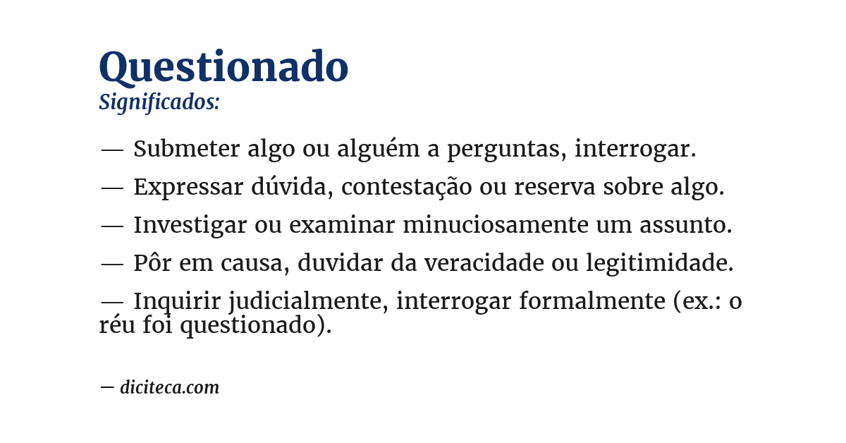 Significado de questionado