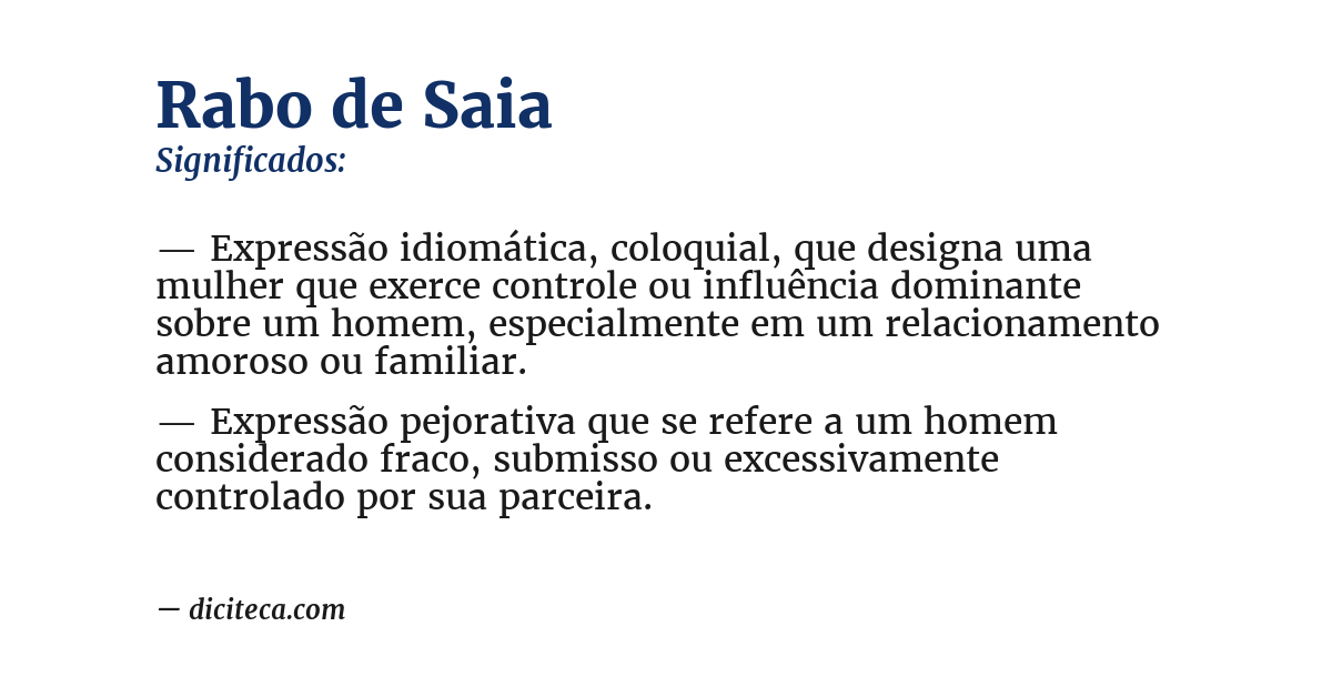 Significado de rabo de saia