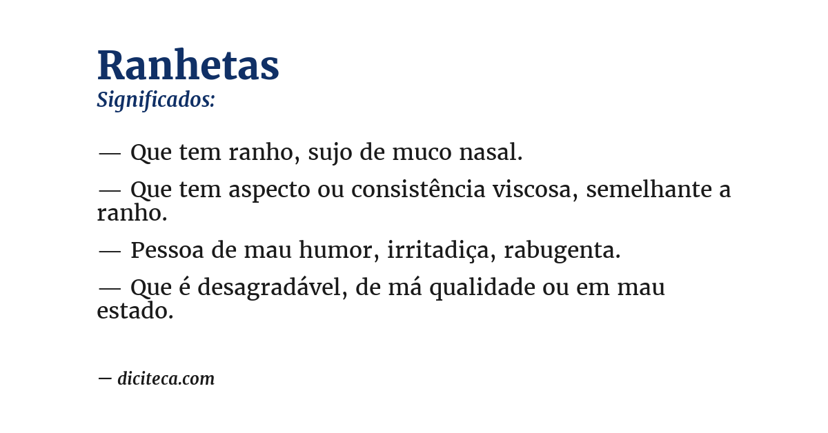 Significado de ranhetas