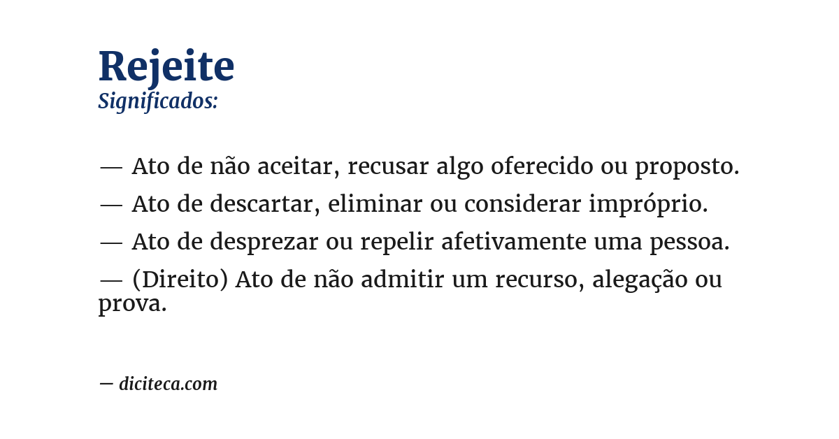 Significado de rejeite