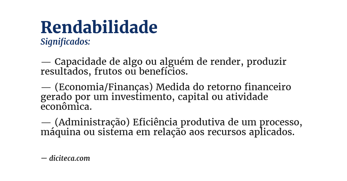 Significado de rendabilidade