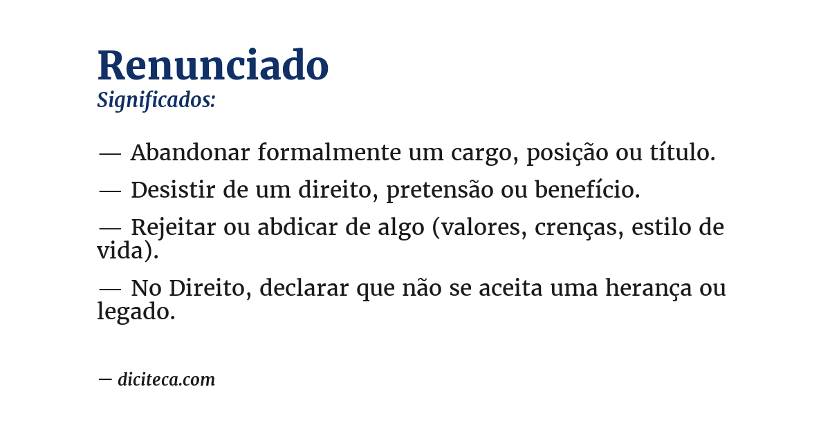Significado de renunciado