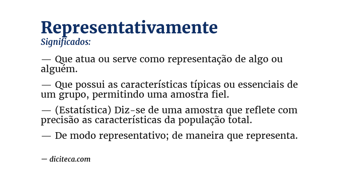 Significado de representativamente