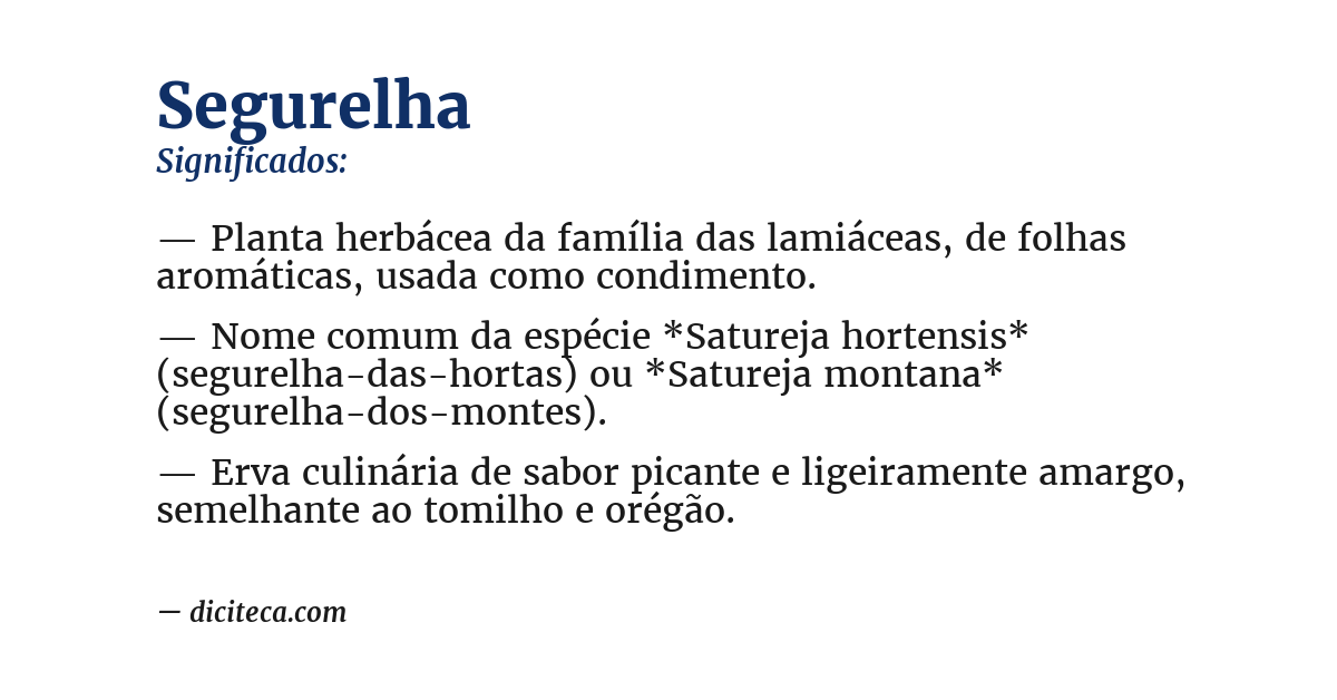 Significado de segurelha