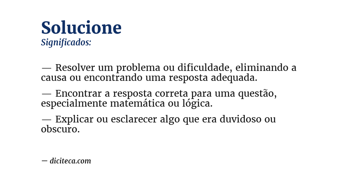 Significado de solucione