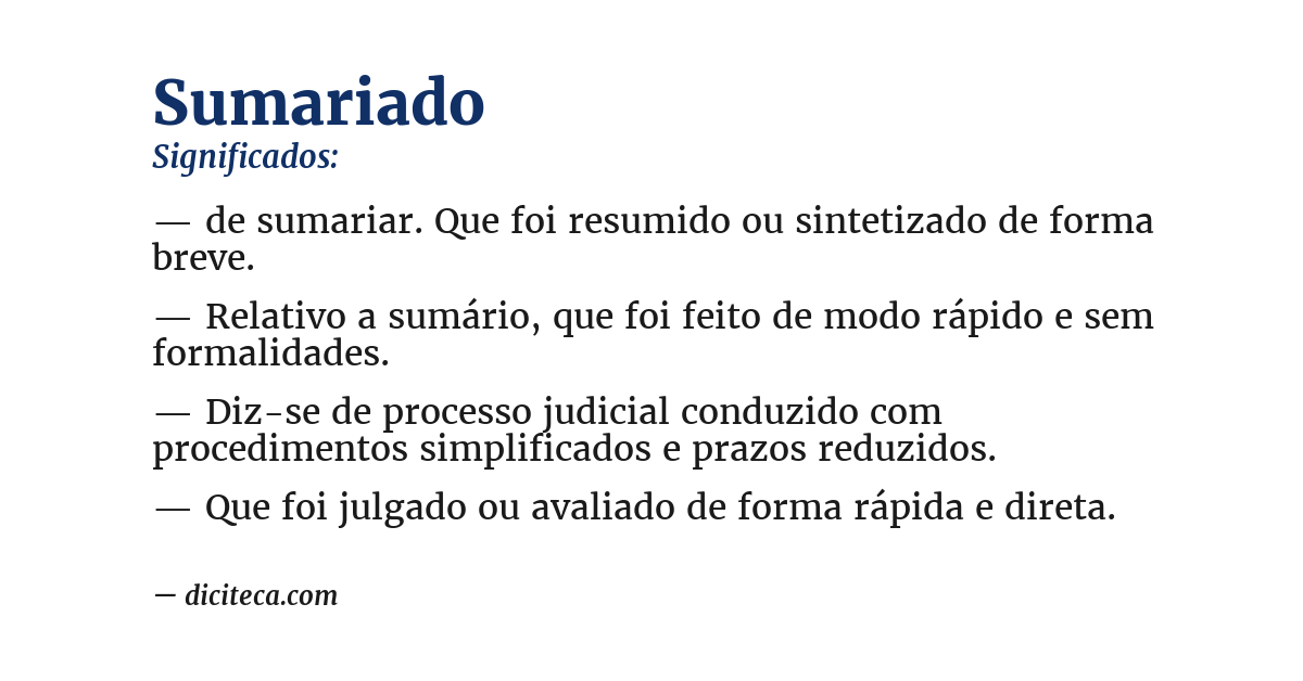 Significado de sumariado