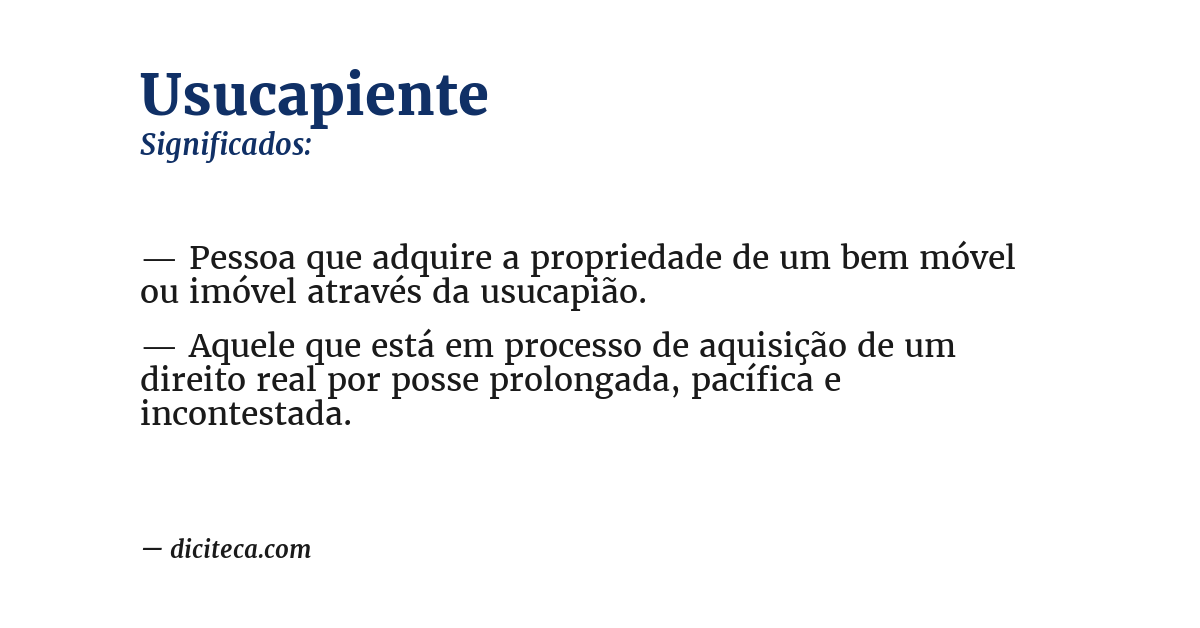 Significado de usucapiente