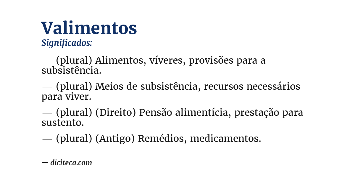 Significado de valimentos