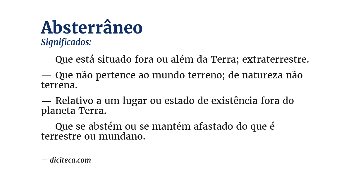 Significado de absterrâneo