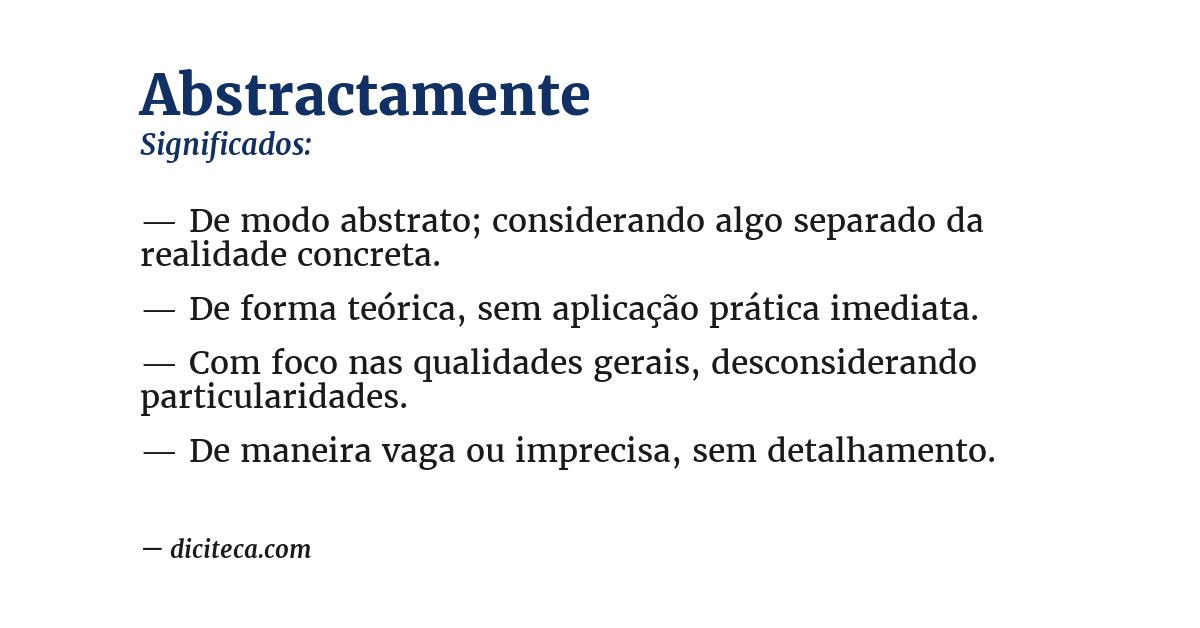 Significado de abstractamente