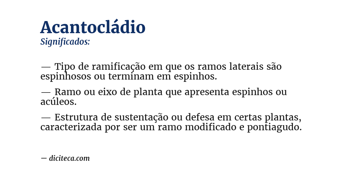 Significado de acantocládio