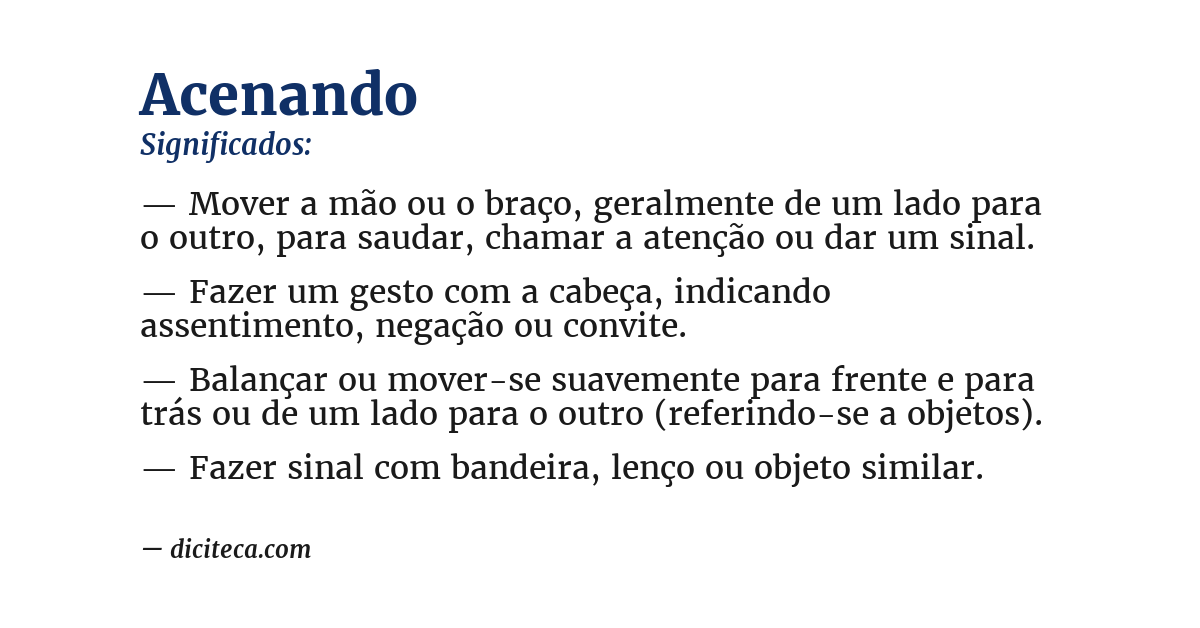 Significado de acenando