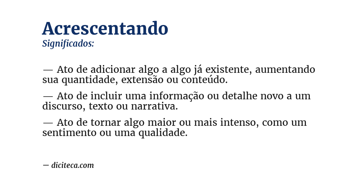 Significado de acrescentando