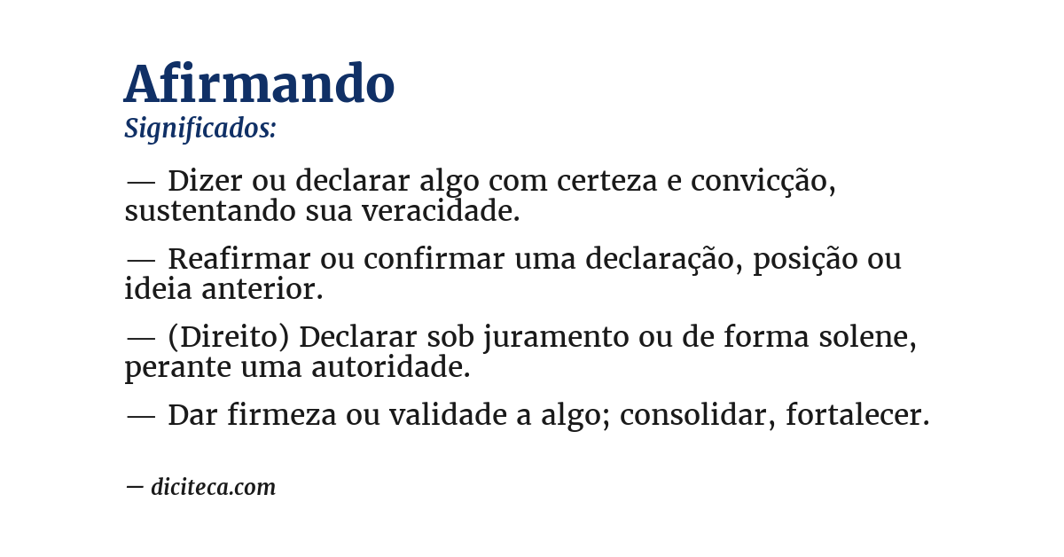Significado de afirmando